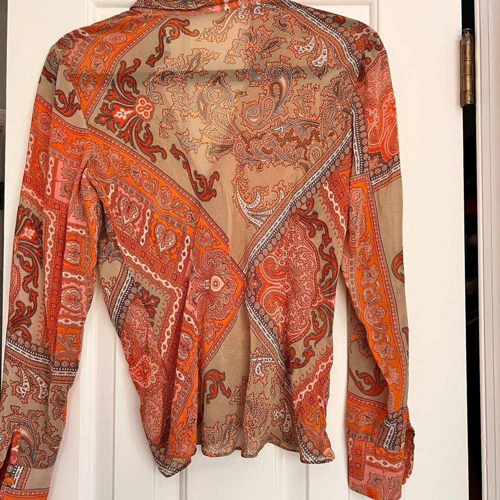 Anthropologie Sheer Silk Paisley Blouse - Picture 6 of 7